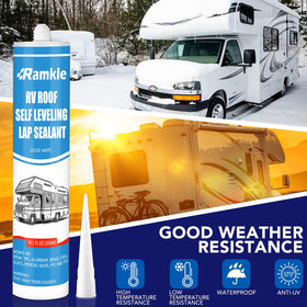 Ramkle sealant applied to RV roof seam for watertight protection