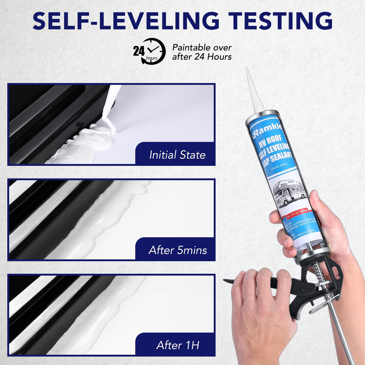 Ramkle self-leveling white sealant texture smoothing to fill seams