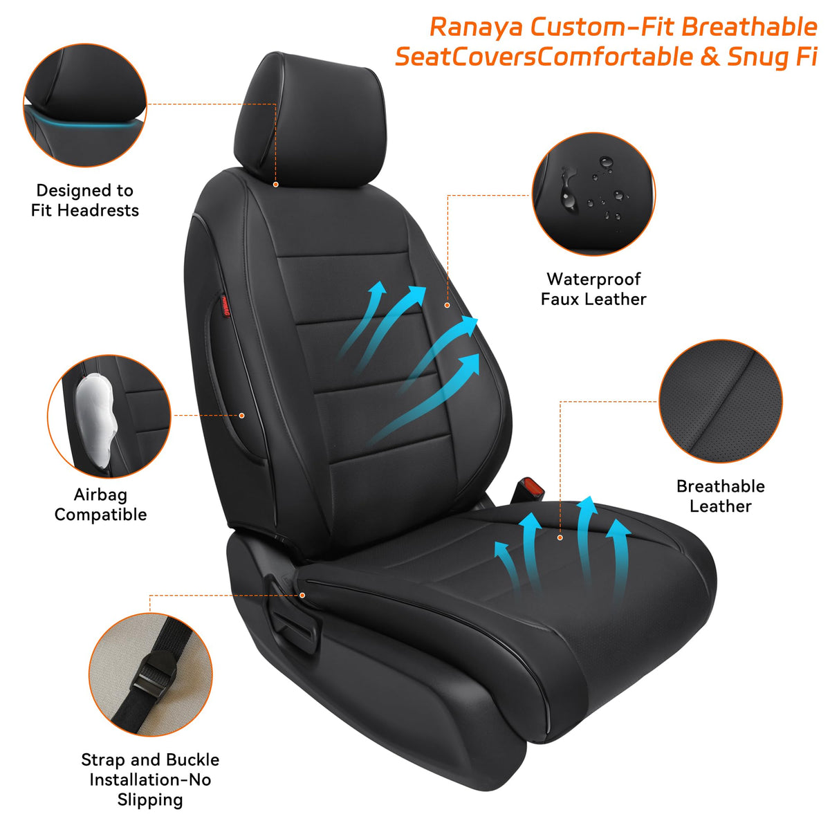 Ranaya headrest and center armrest detail highlighting precise tailoring and comfort
