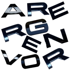 Generic Range Rover emblem front view showing glossy black finish and clean styling benefit
