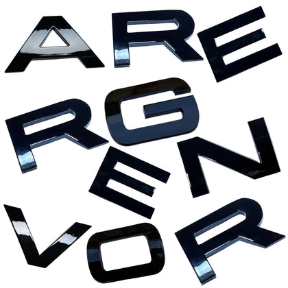 Generic Range Rover emblem front view showing glossy black finish and clean styling benefit