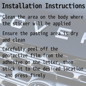 Generic Range Rover emblem packaging with letters and adhesive strips for simple installation benefit