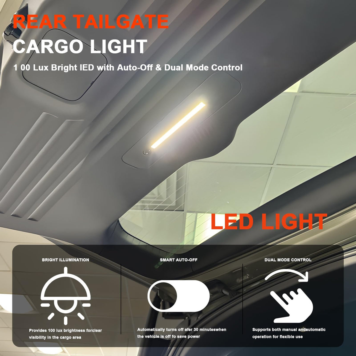 RANHAOYUYUL lamp installed in Passport tailgate showing correct alignment and improved visibility