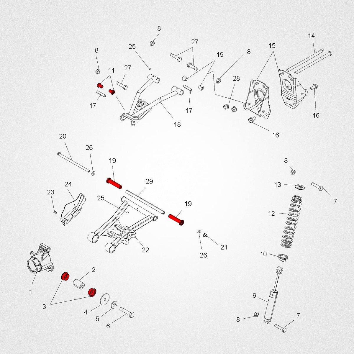 RANSOTO 28 pieces neatly arranged to show complete set for full suspension refresh