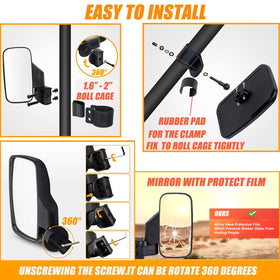 RANSOTO center mirror mounted on roll cage delivering wider rear visibility