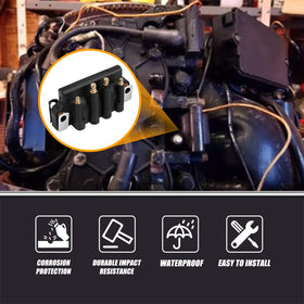 RANSOTO coil pack installed in outboard engine demonstrating restored ignition reliability