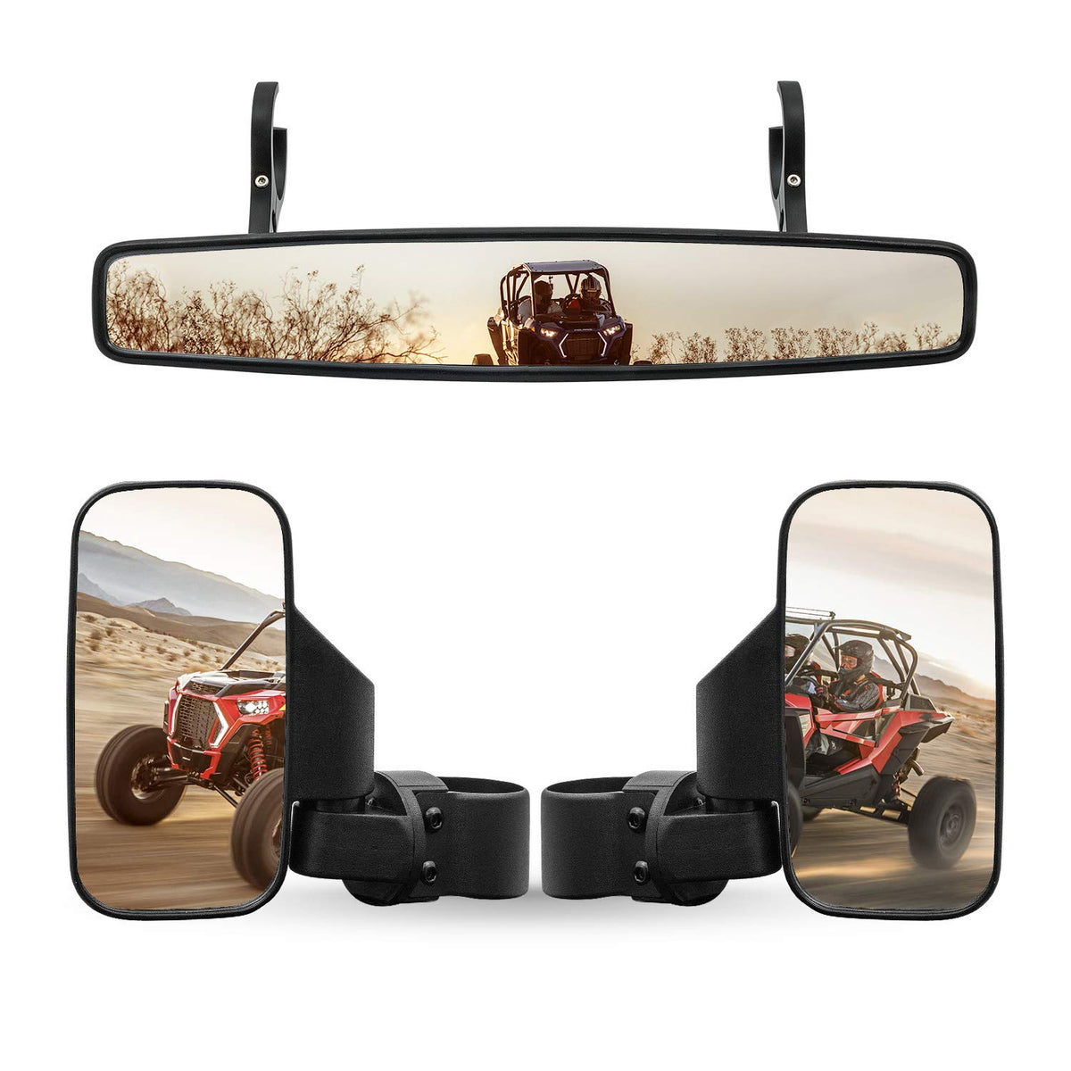 RANSOTO mirror kit front packaging showing complete set and mounting hardware benefit durable upgrade
