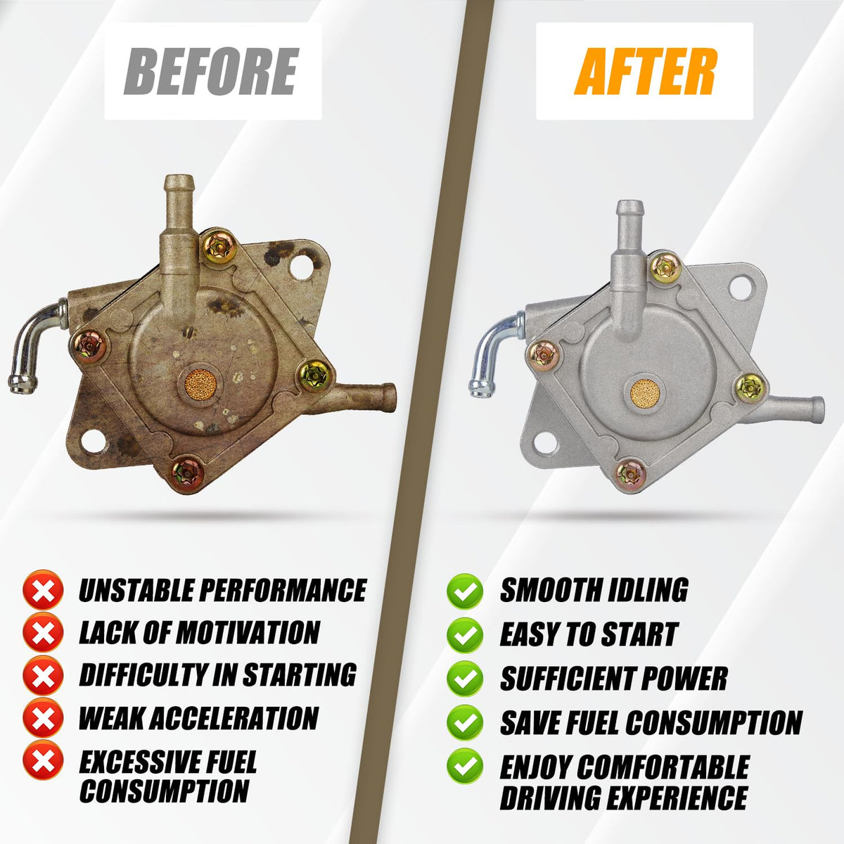 RANSOTO fuel pump and inline filter assembly demonstrating restored fuel flow