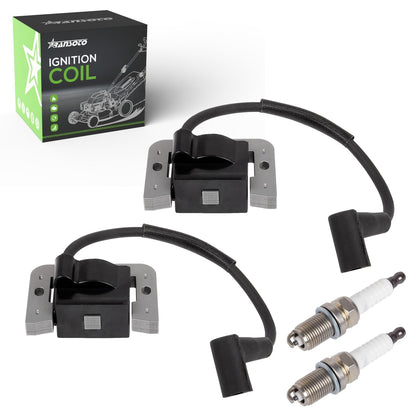 RANSOTO ignition coil front view showing mounting points and connector for easy replacement