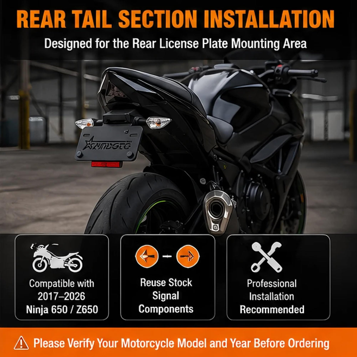 RANSOTO installed on Kawasaki rear showing streamlined tail benefit