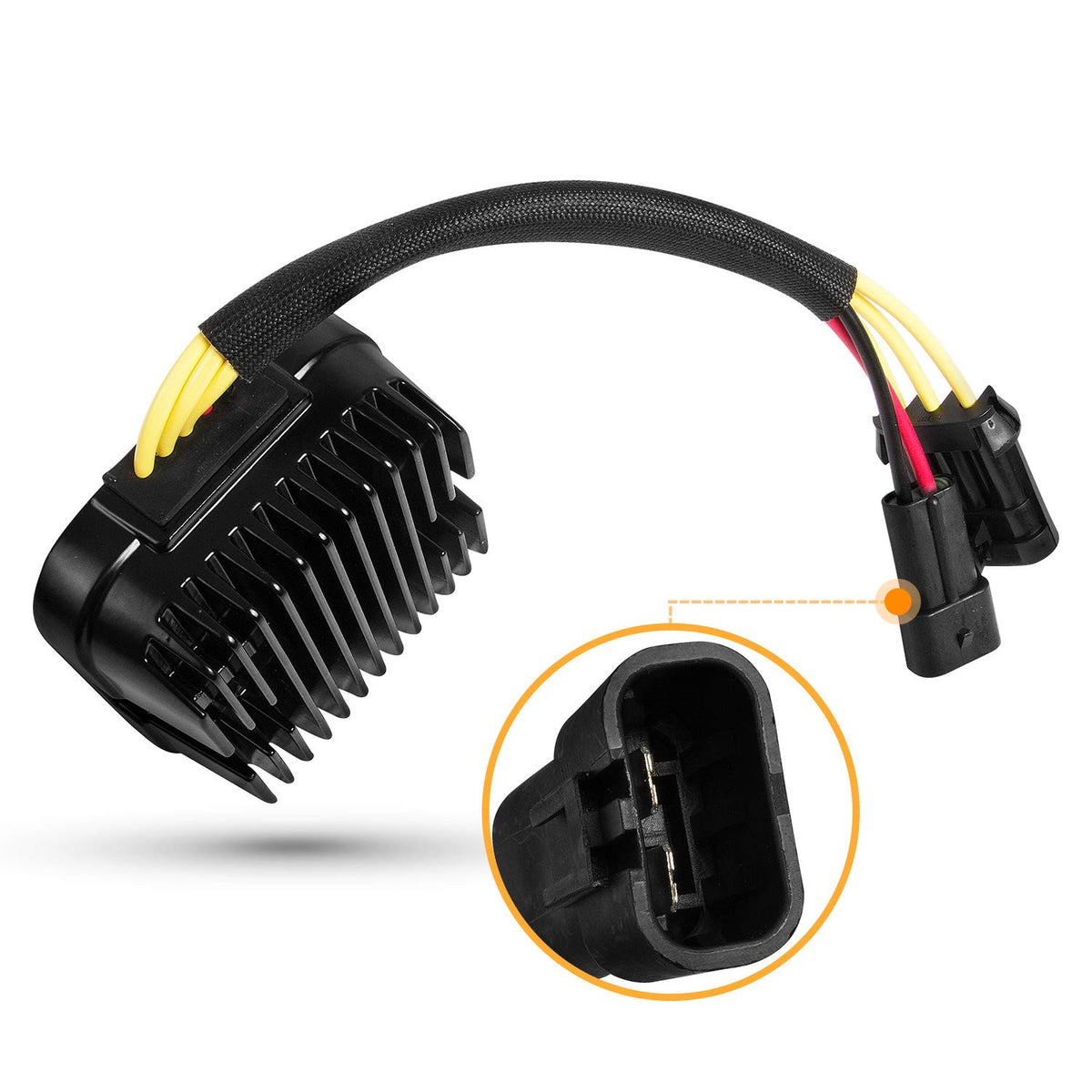 RANSOTO regulator rectifier connector detail showing plug fitment for secure electrical connection