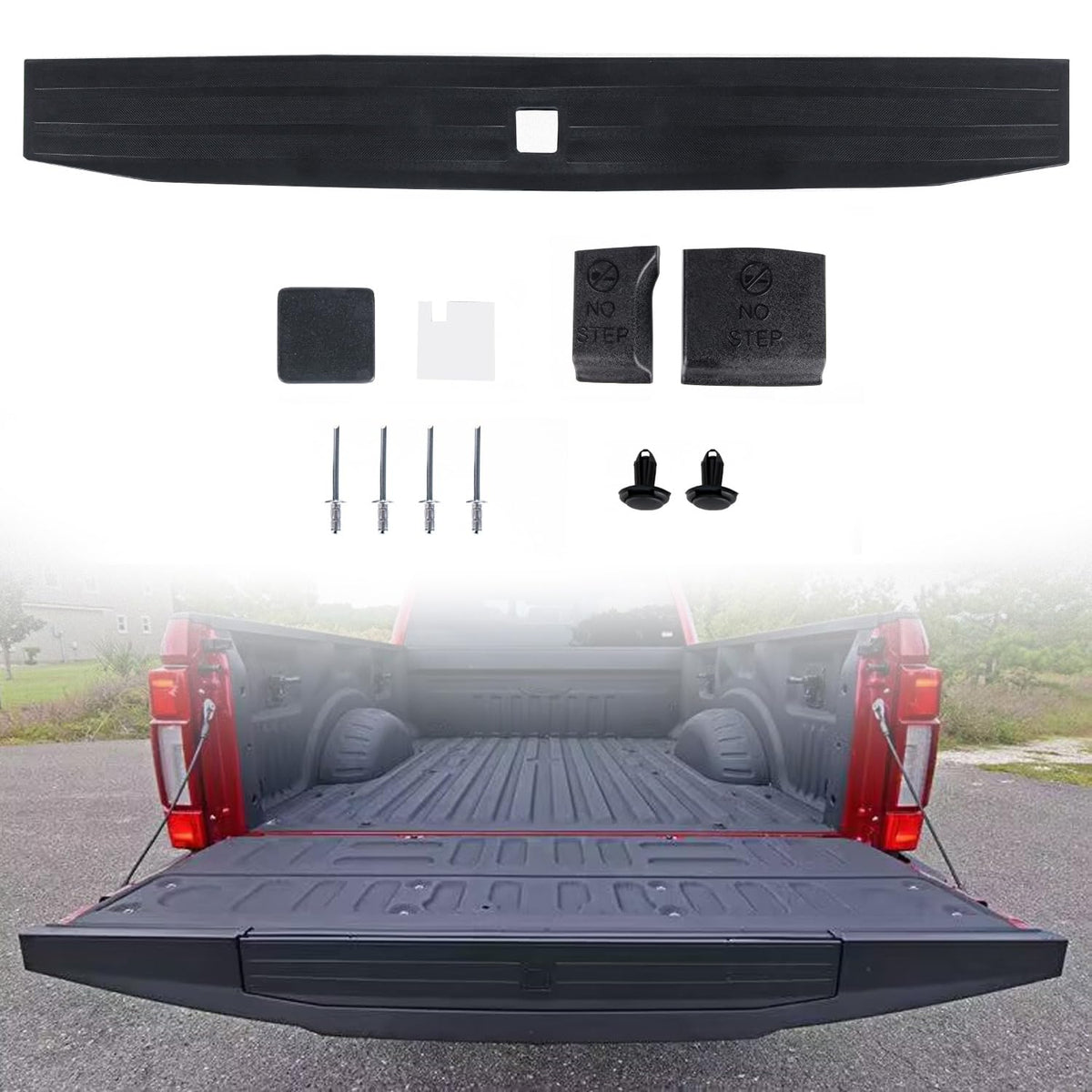 RANSOTO front view of tailgate molding showing smooth low-profile finish and clean look