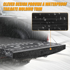 RANSOTO installed side profile on Super Duty tailgate demonstrating seamless fit