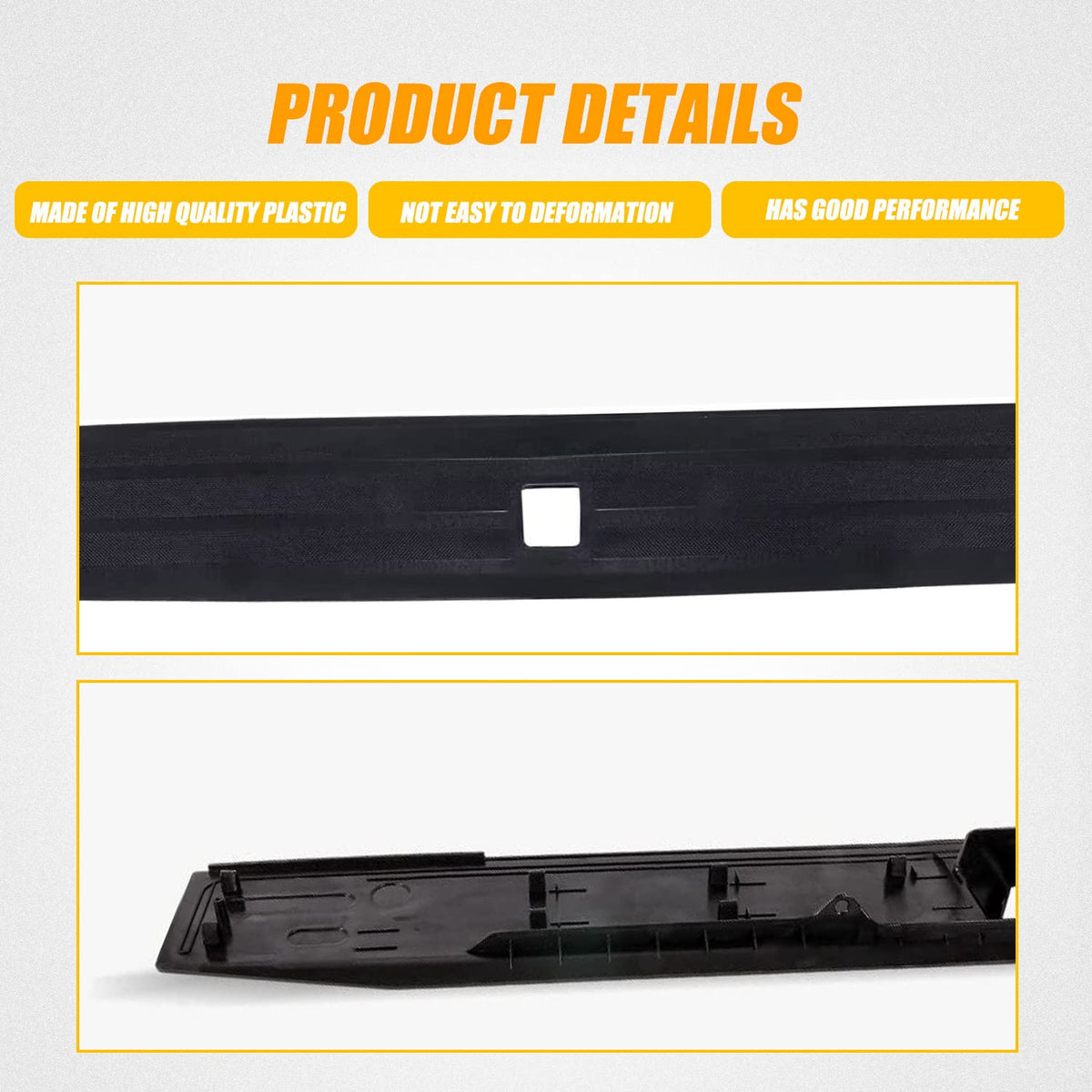RANSOTO tailgate molding next to measuring tape showing correct size fit