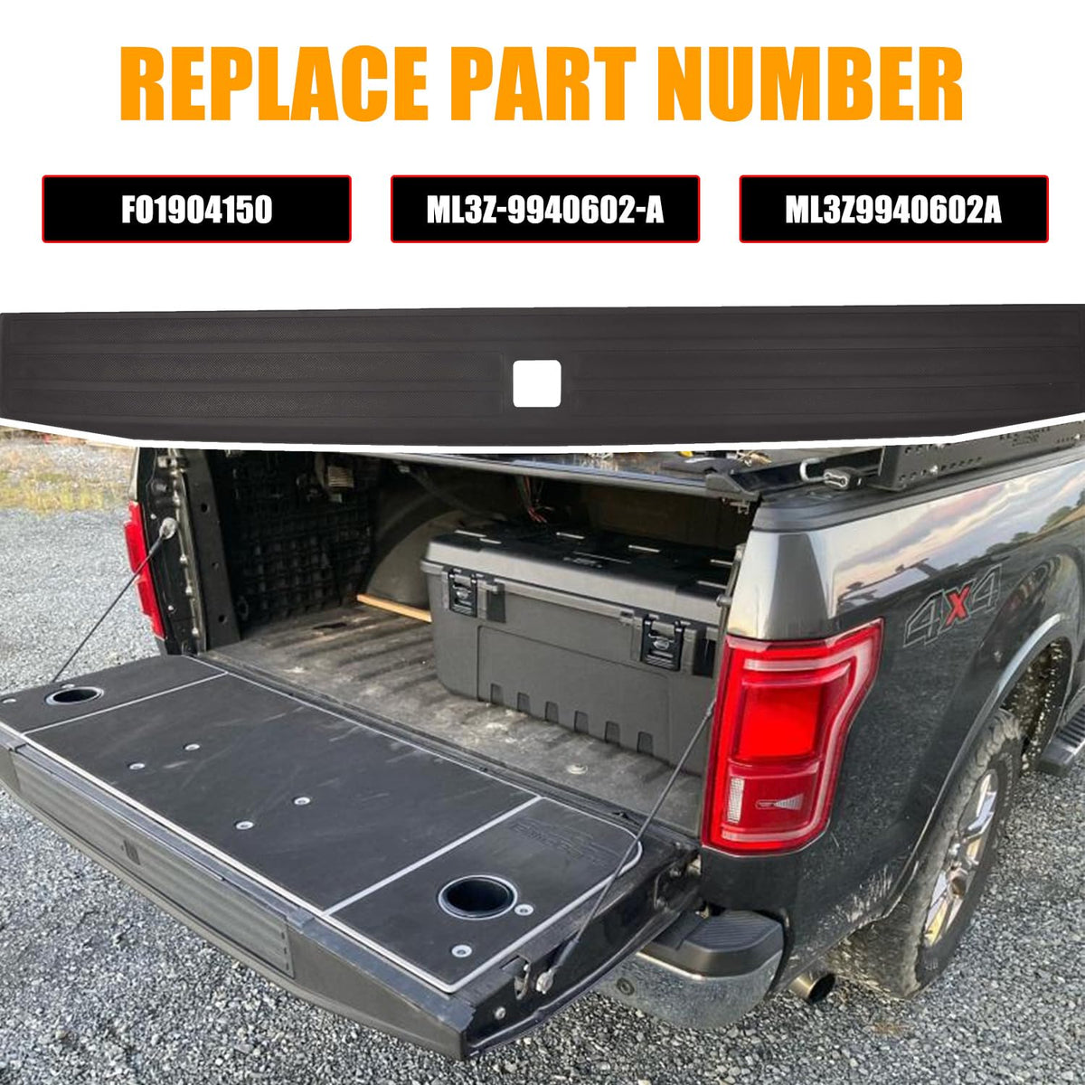 RANSOTO trim cap installed on Ford F-150 demonstrating improved tailgate protection