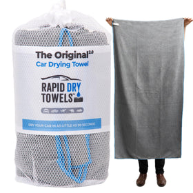 RAPID DRY TOWELS front view showing full oversized towel and coverage benefit