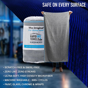 RAPID DRY TOWELS wiping glass for clear, lint-free visibility benefit