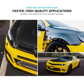 Rapid Tac being used to apply vinyl on a car door for smoother bubble-free finish