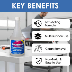 Rapid Tac close-up label showing product name and safe water-soluble benefit