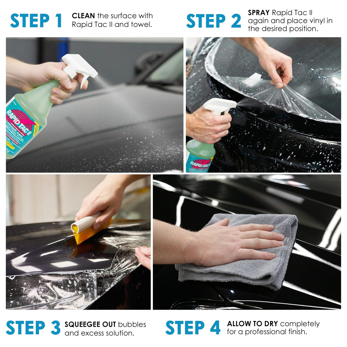 Installer spraying Rapid Tac II onto a substrate to speed tack and reduce bubbles