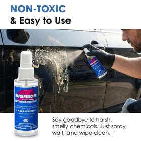 Rapid Tac 4oz bottle held in hand illustrating portable tool benefit