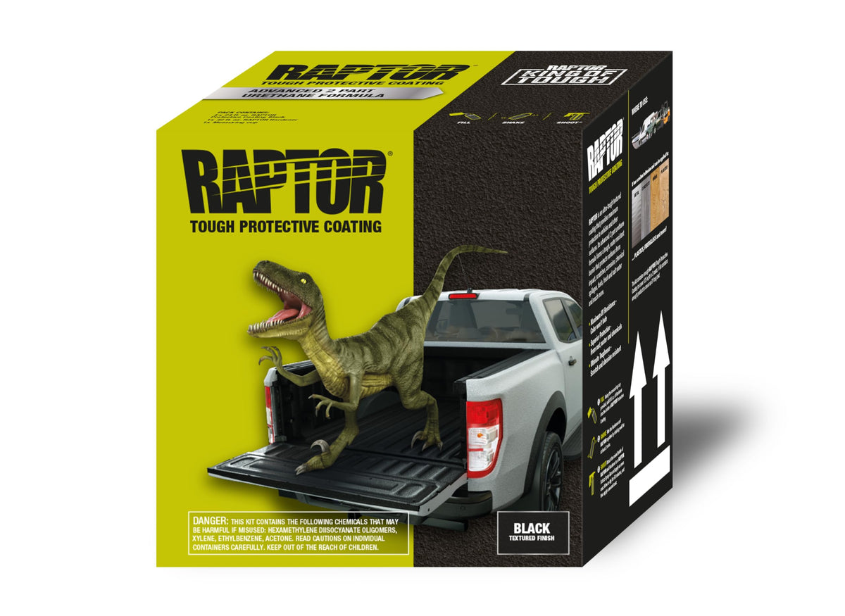 RAPTOR front packaging showing full gallon kit and durability benefit
