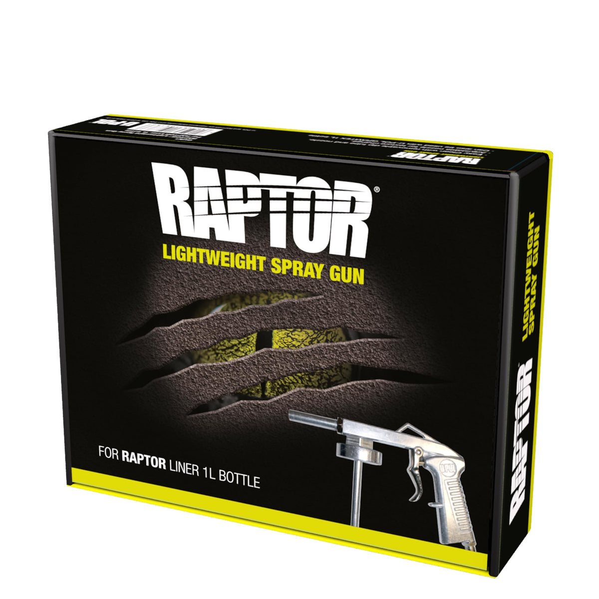 RAPTOR spray gun in use on truck bed demonstrating smooth application and reduced user fatigue