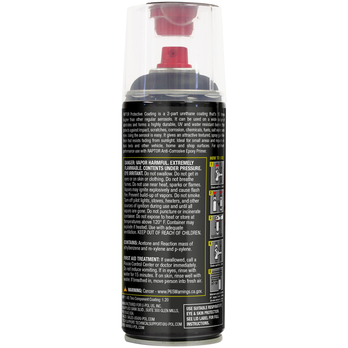 RAPTOR aerosol held in hand to show can size and portability benefit
