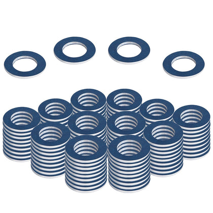 RARAYC front view of 100 aluminum drain plug washers shows quantity benefit