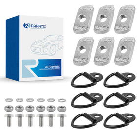 RARAYC front packaging showing six-set tie-down kit and included hardware for secure hauling