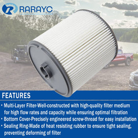 RARAYC filter next to ruler showing exact size for OEM fitment and confident compatibility