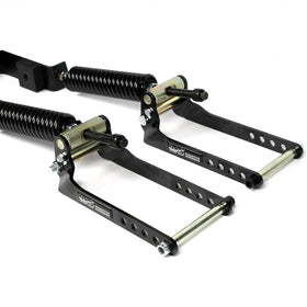 RAS RoadActive mounted under F150 side view showing improved stance benefit safer towing