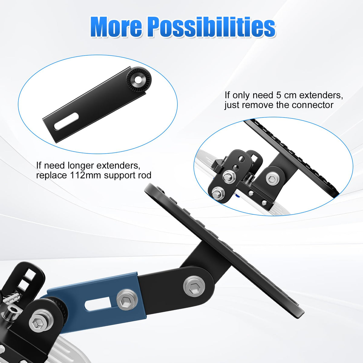 RAUMRIGGE size comparison with foot to demonstrate added pedal reach
