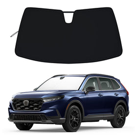 RAVOTOM front view of sun shade showing full windshield coverage and clean fit