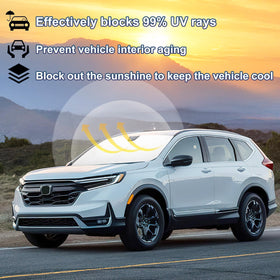 RAVOTOM sun shade installed on Honda CR-V windshield demonstrating reduced glare