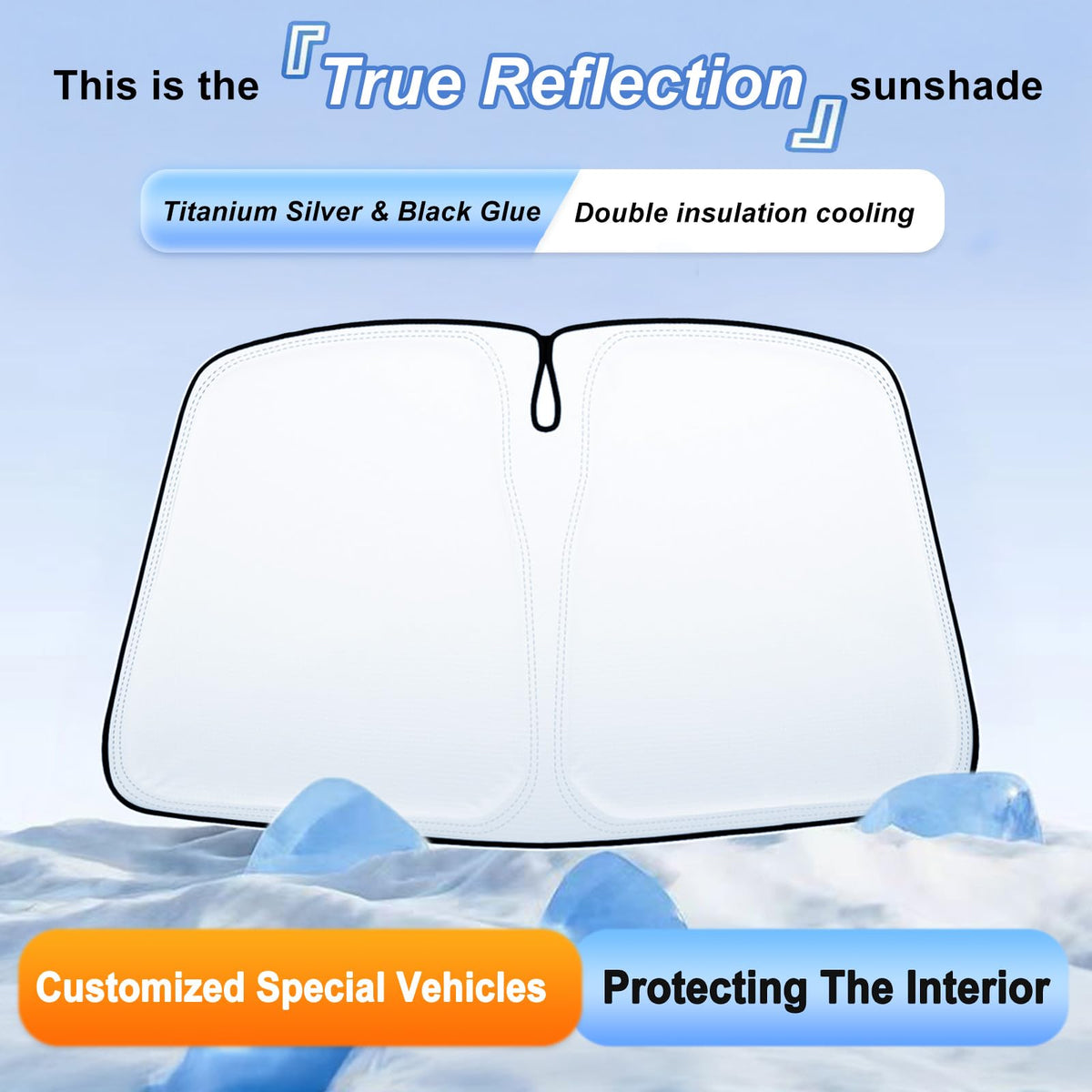 RAVOTOM sun shade installed on a Camry windshield providing cooler cabin benefit