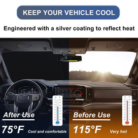 RAVOTOM sun shade installed in Silverado demonstrating cooler cabin