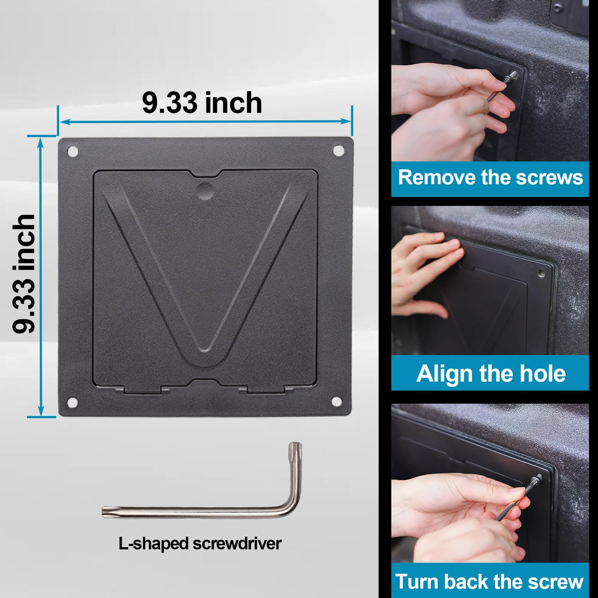 RAVOTOM packaging with L-shaped screwdriver for easy install
