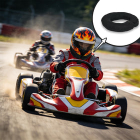 RAWILL neck brace worn during go-kart use offering reduced fatigue