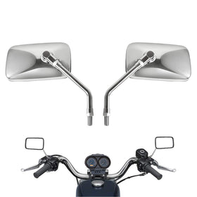 Rawsomes front view of chrome mirror showing streamlined shape and clear sightline