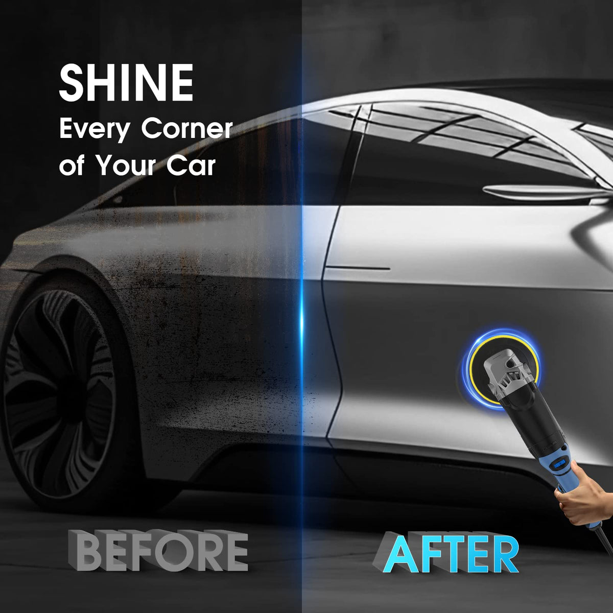 RAYBAO polisher held by hand to show scale and ergonomic grip for comfort