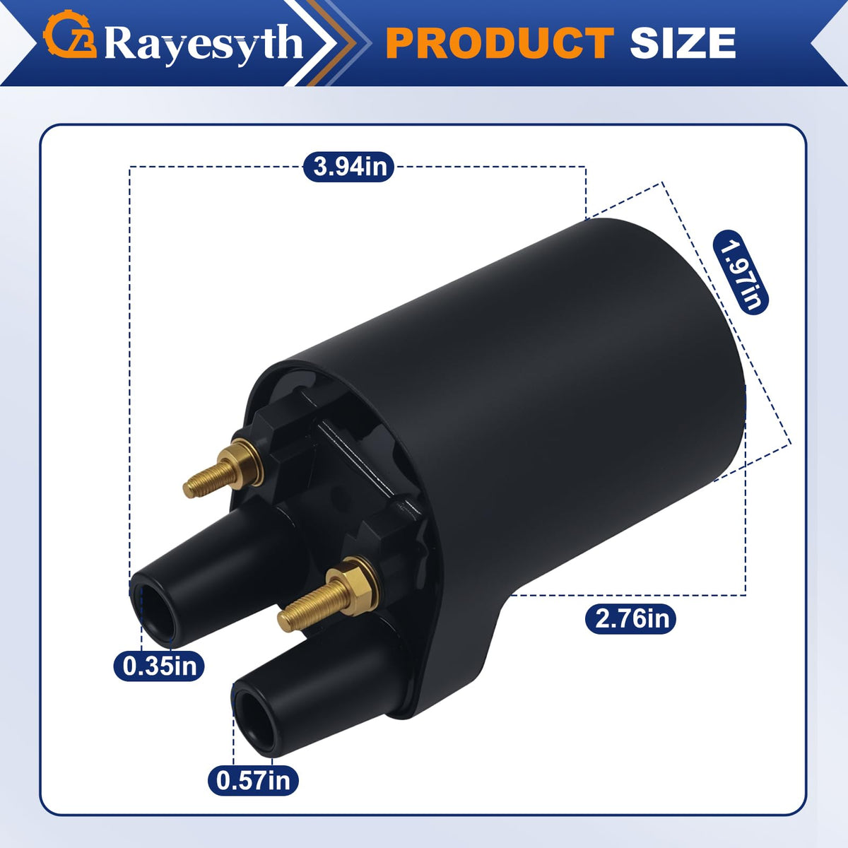 Rayesyth ignition coil close-up showing windings and robust insulation for reliable spark