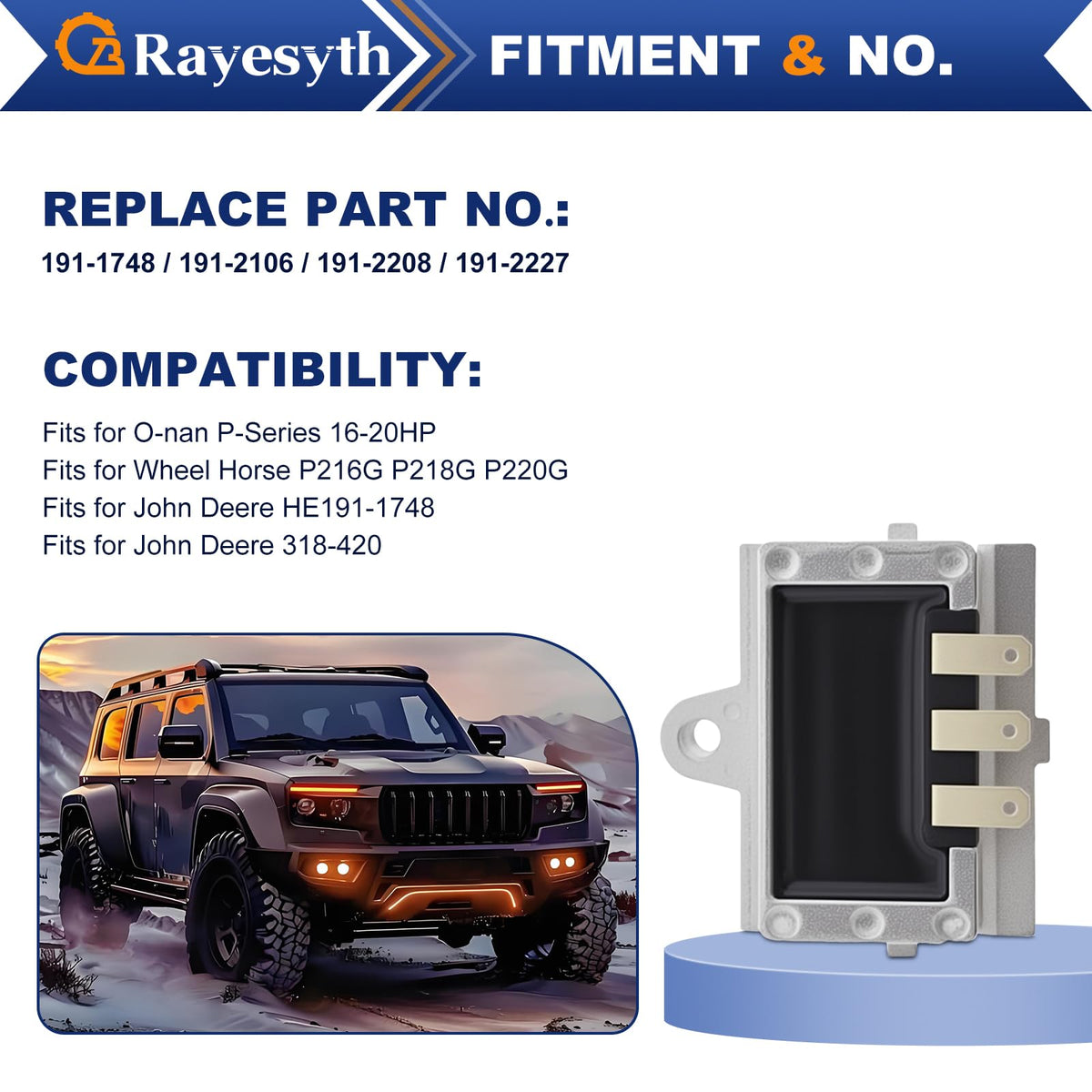 Rayesyth kit components laid out displaying coil, rectifier, and mounting hardware for easy swap