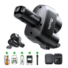 Raylix adapter front view showing shape and NACS interface for easy charging recognition
