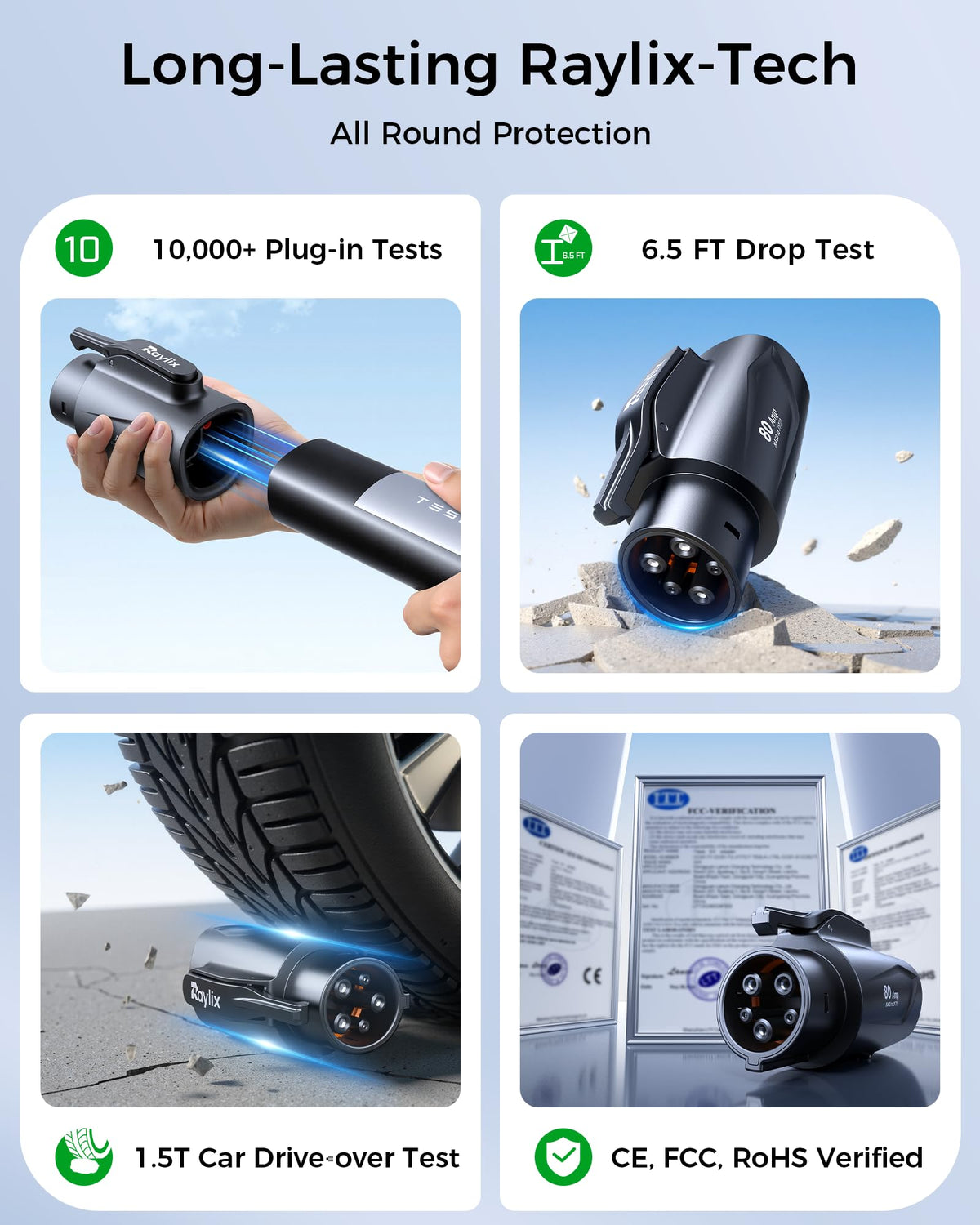 Raylix under a vehicle in drive-over test illustrating rugged durability and safety