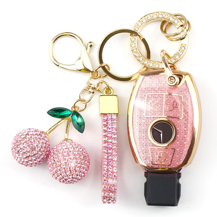 Rayslesan front view key cover showing gold pink sparkle and secure fit