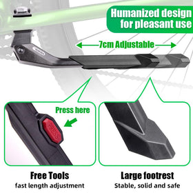 RBRL kickstand installed on e-bike demonstrating secure parking stability