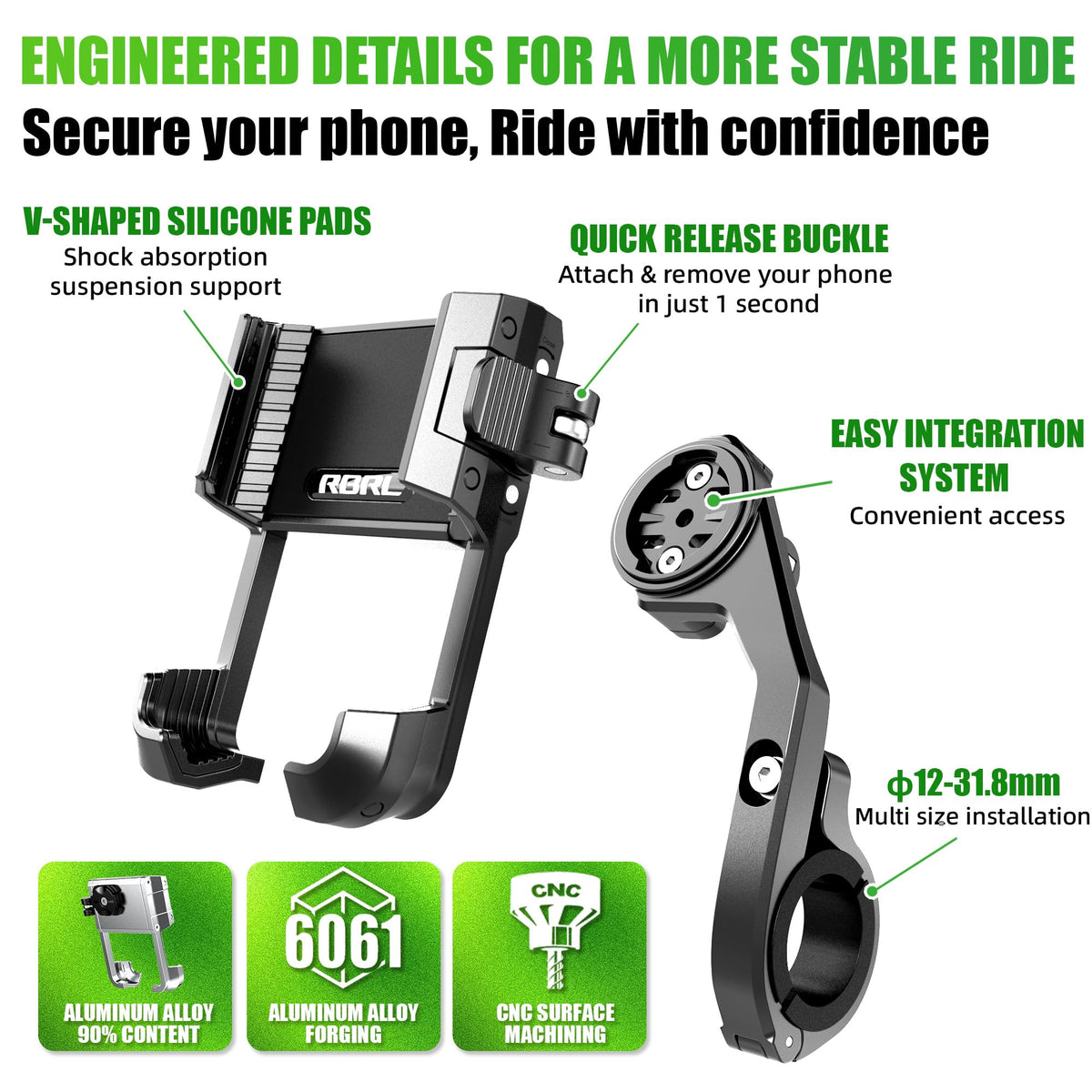 RBRL V-shaped clamp corner grip protecting phone buttons and holding firmly