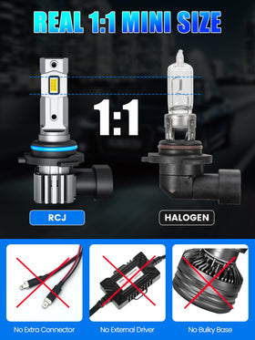 RCJ bulb installed in headlight housing improving beam focus and visibility