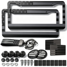 RCKJNJ front view of stainless steel flag frame showing durable finish and patriotic design